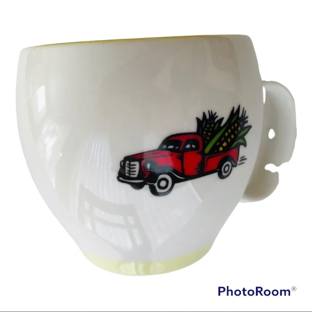 VINTAGE TRUCK Dale & Thomas Mugs Corn Popcorn Cream Cups Set Truck Country Farm